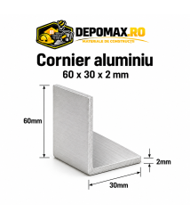 Cornier aluminiu 60 x 30 x 2 mm, 6 metri (EN AW-6060)